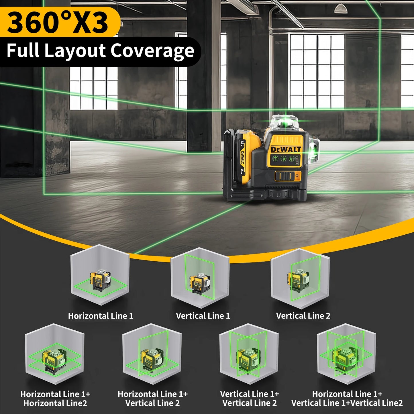 DEWALT DW089LG 12V Lithium Self Leveling Green Beam Laser