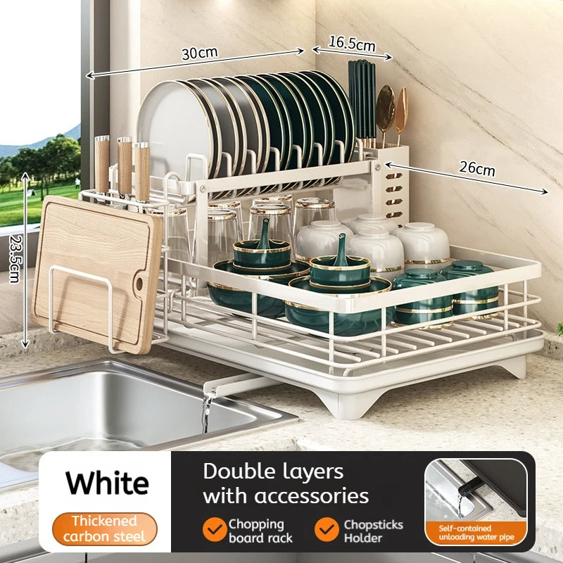 Stainless Steel Dish Drying Rack Over Sink With Drainboard Plate Drainer Storage Organizer