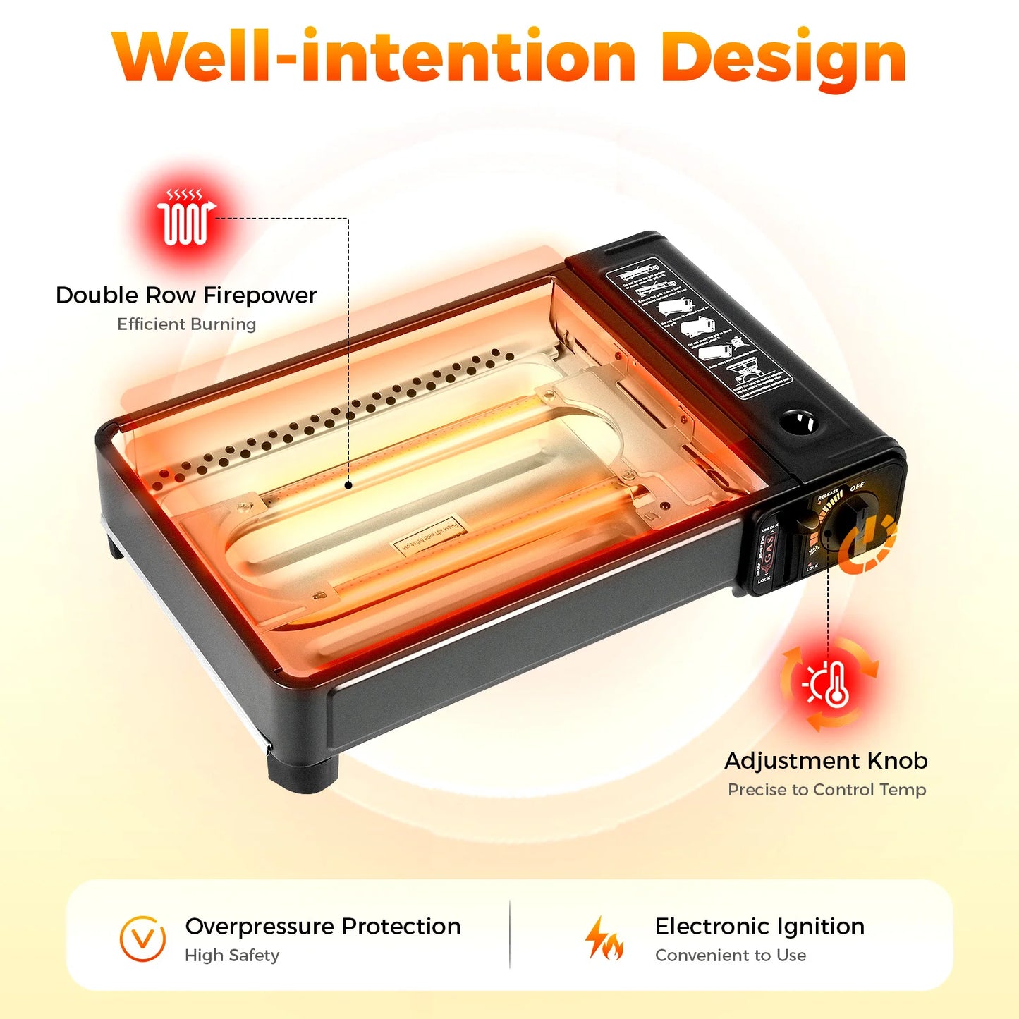 NONED Portable Camping Gas Stove With Ignition For Outdoor Cooking