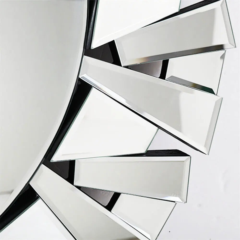 BORWART PremiumBeveledRoundWallMirrorWithElegantFrameFinish ModernHomeDecor Livingroom