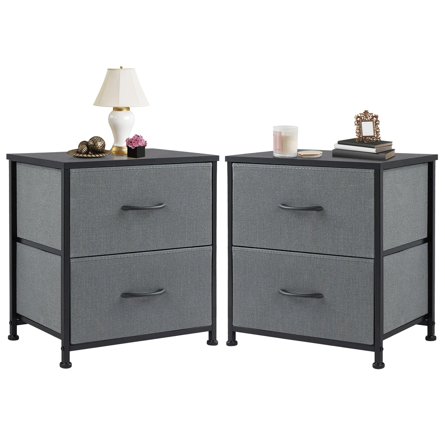 JHK Nightstand Bedside Table With Storage Drawers Furniture