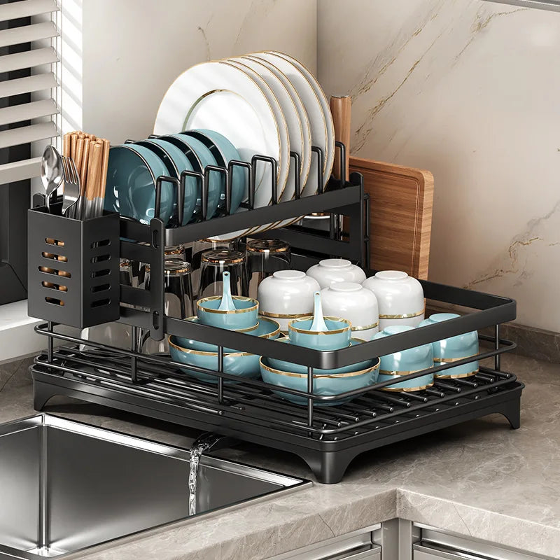 Stainless Steel Dish Drying Rack Over Sink With Drainboard Plate Drainer Storage Organizer