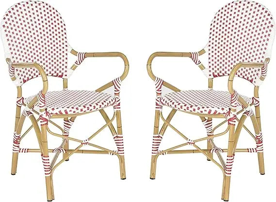 Safavieh Hooper Indoor Outdoor Rattan Stacking Arm Chair Pair