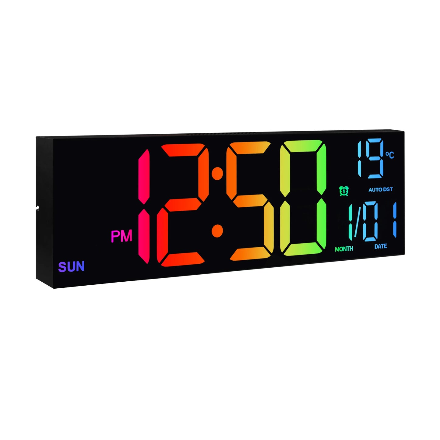 Digital LED Wall Clock With Remote Alarm And Temperature Display