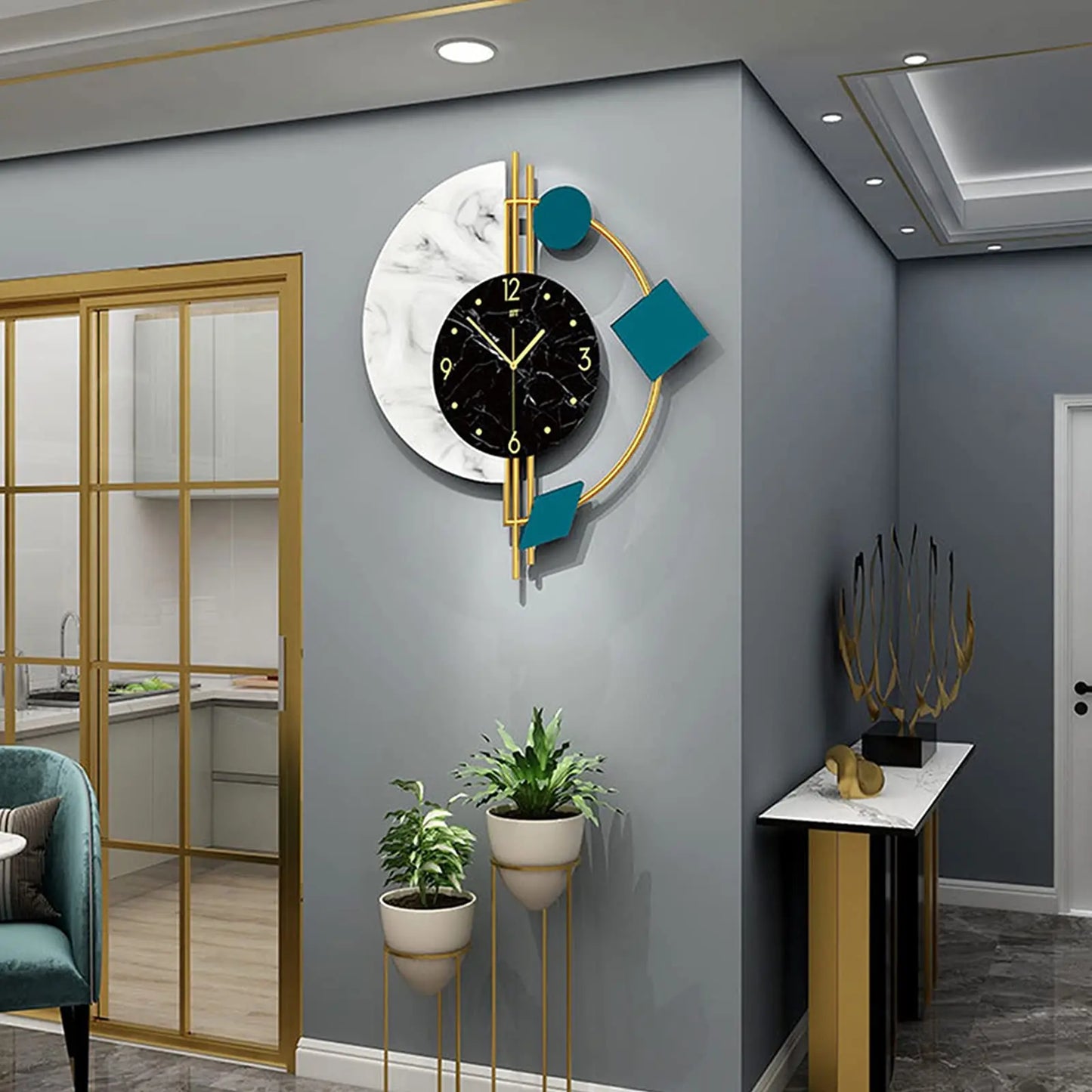 Marble Wall Clock Nordic Silent Battery Operated
