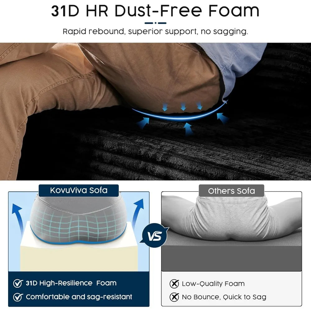 HUANZHUANG Modular Cloud Sectional Sofa L Shaped Chaise Corduroy