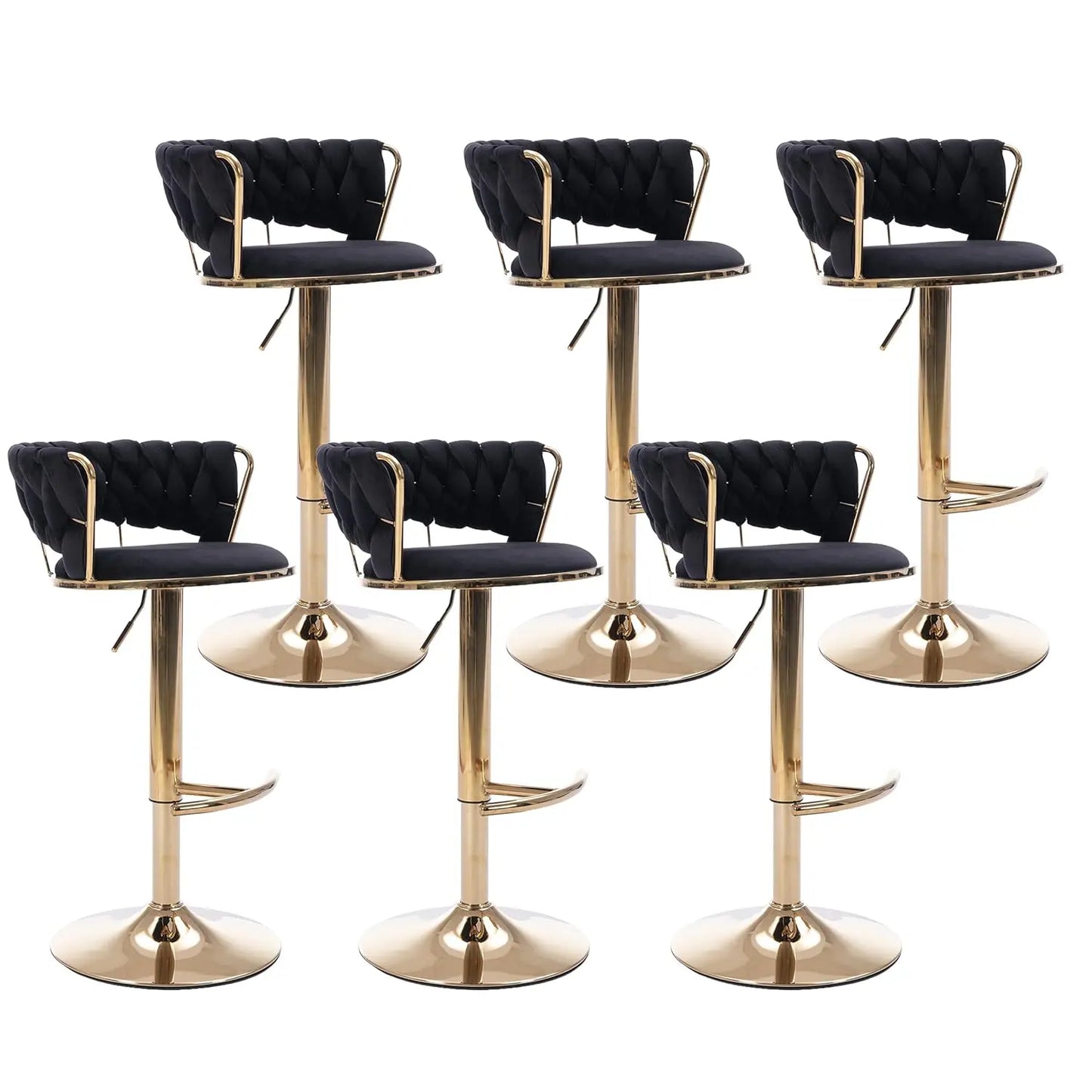 Velvet Bar Stools Set Of 6 Adjustable Swivel