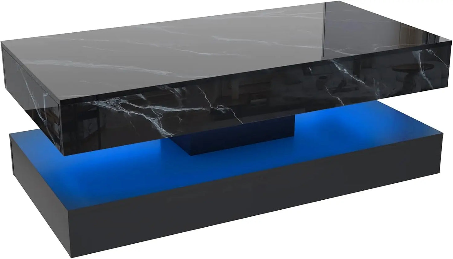 QiaoShiRen LED Coffee Table With Storage Drawers