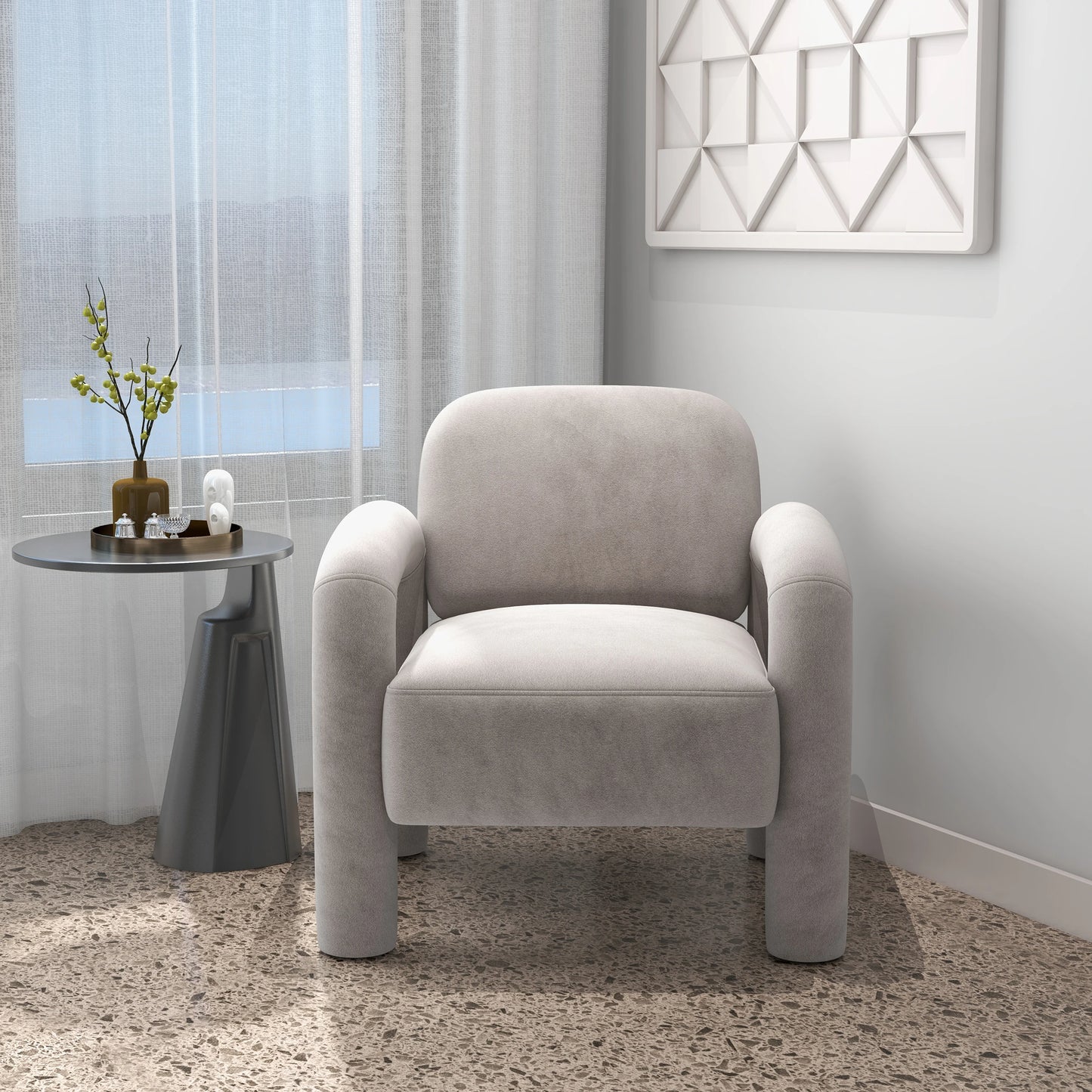 Mid-Century Velvet Upholstered Accent Chair for Living Room