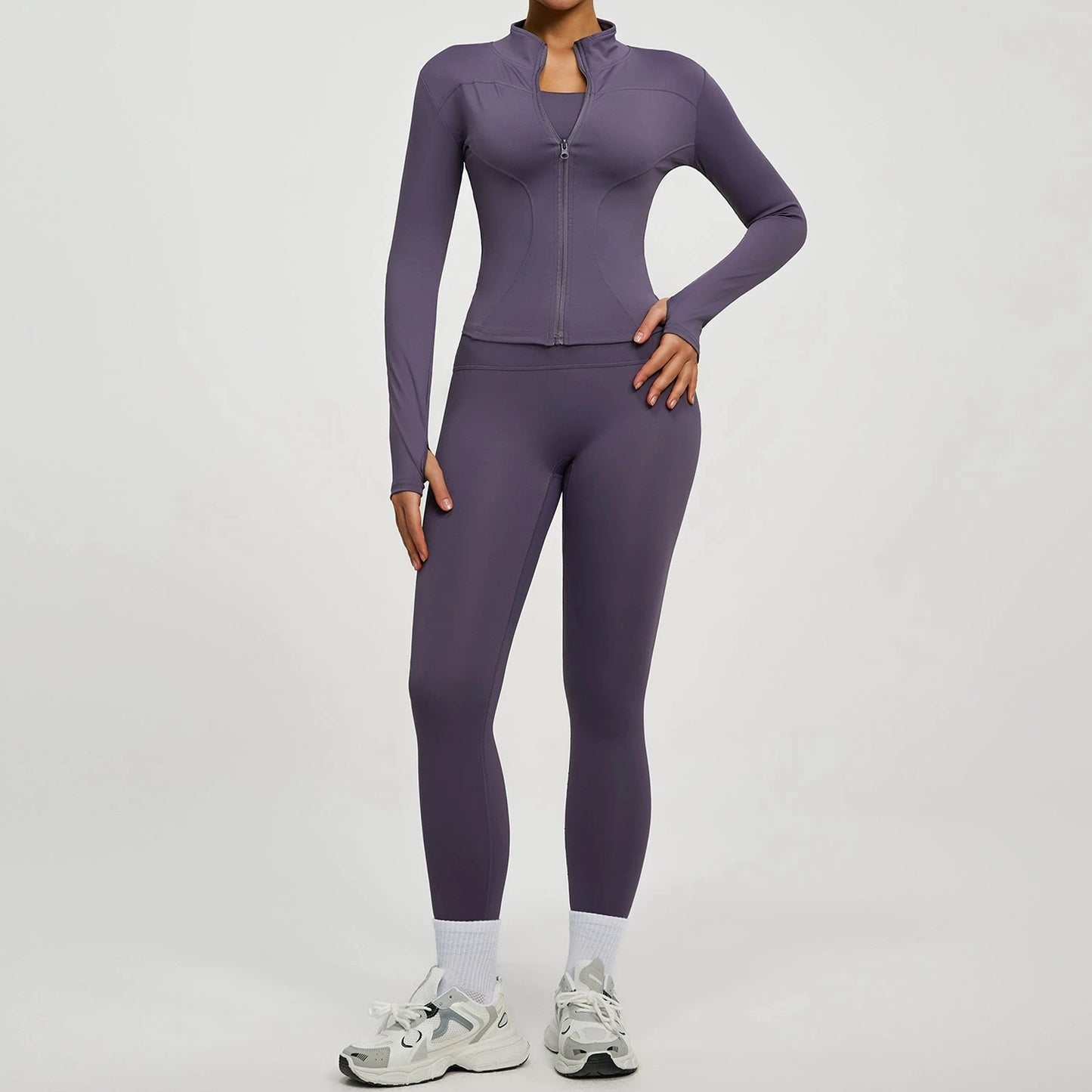 Womens Zip Front Yoga Jacket And Leggings Tracksuit