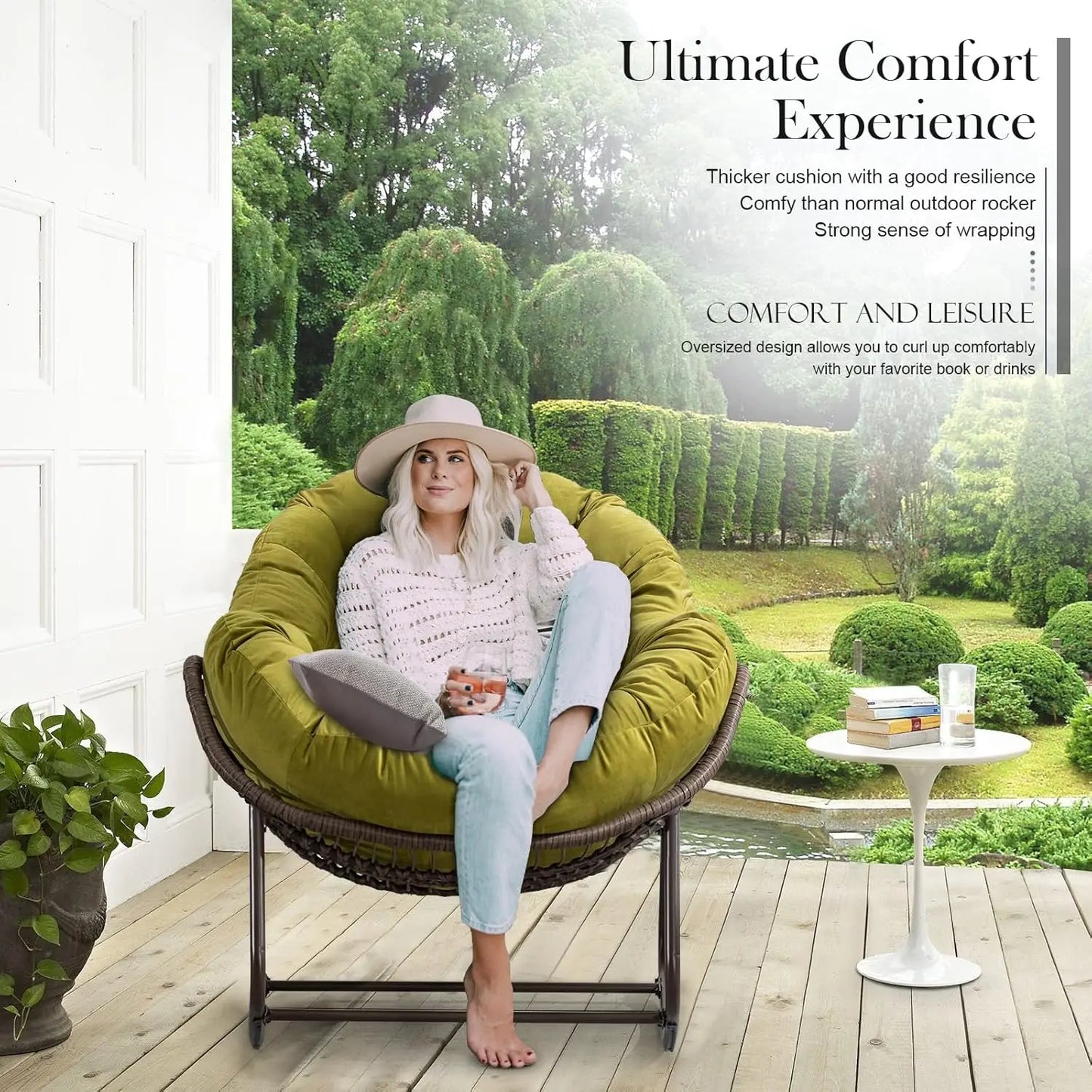 Rattan Egg Rocking Chair Indoor Outdoor Patio Rocker