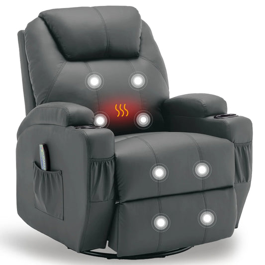 KORSER Massage Recliner Chair With Heat Remote And 360 Swivel