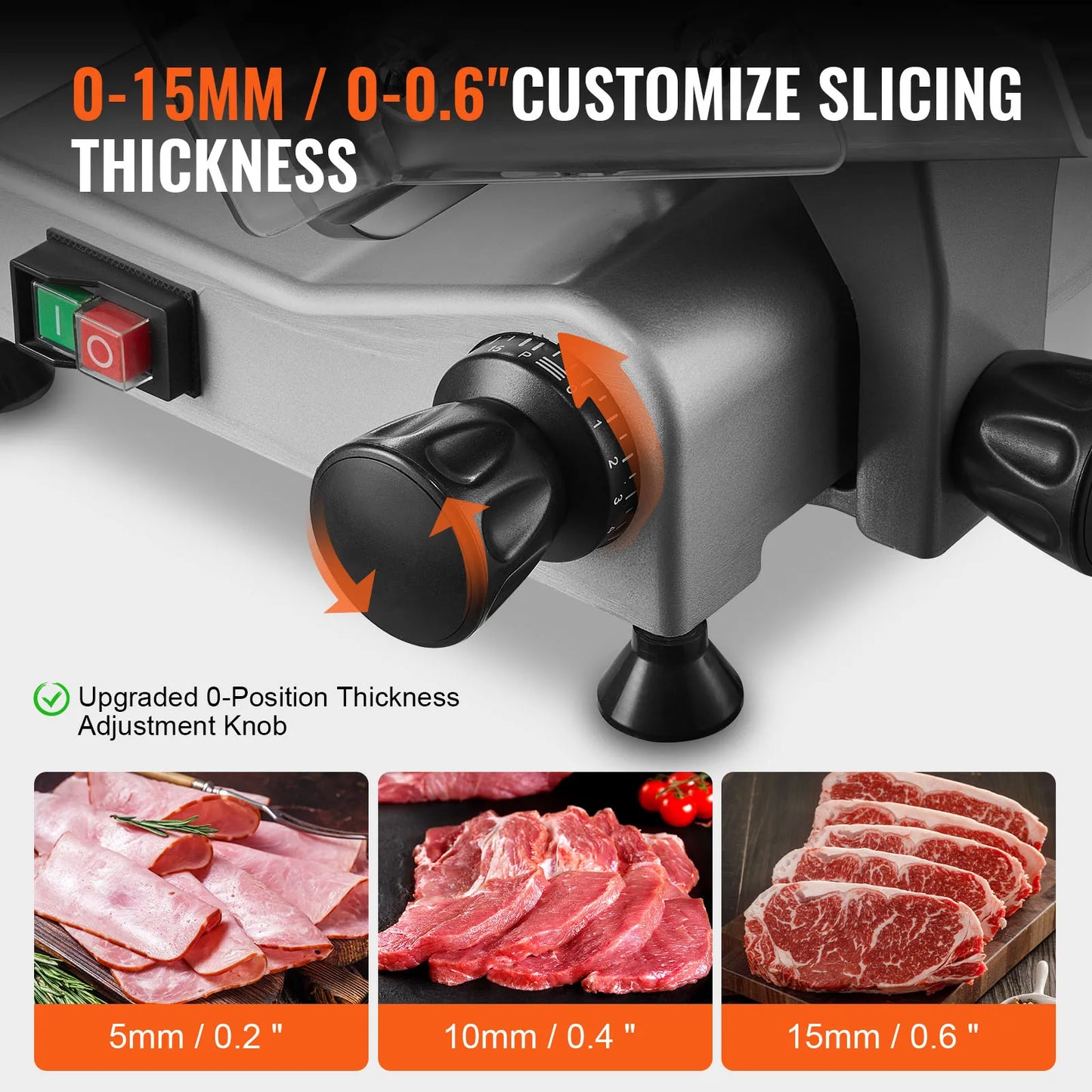 VEVOR Meat Slicer 340W SUS420 Stainless Sharpener