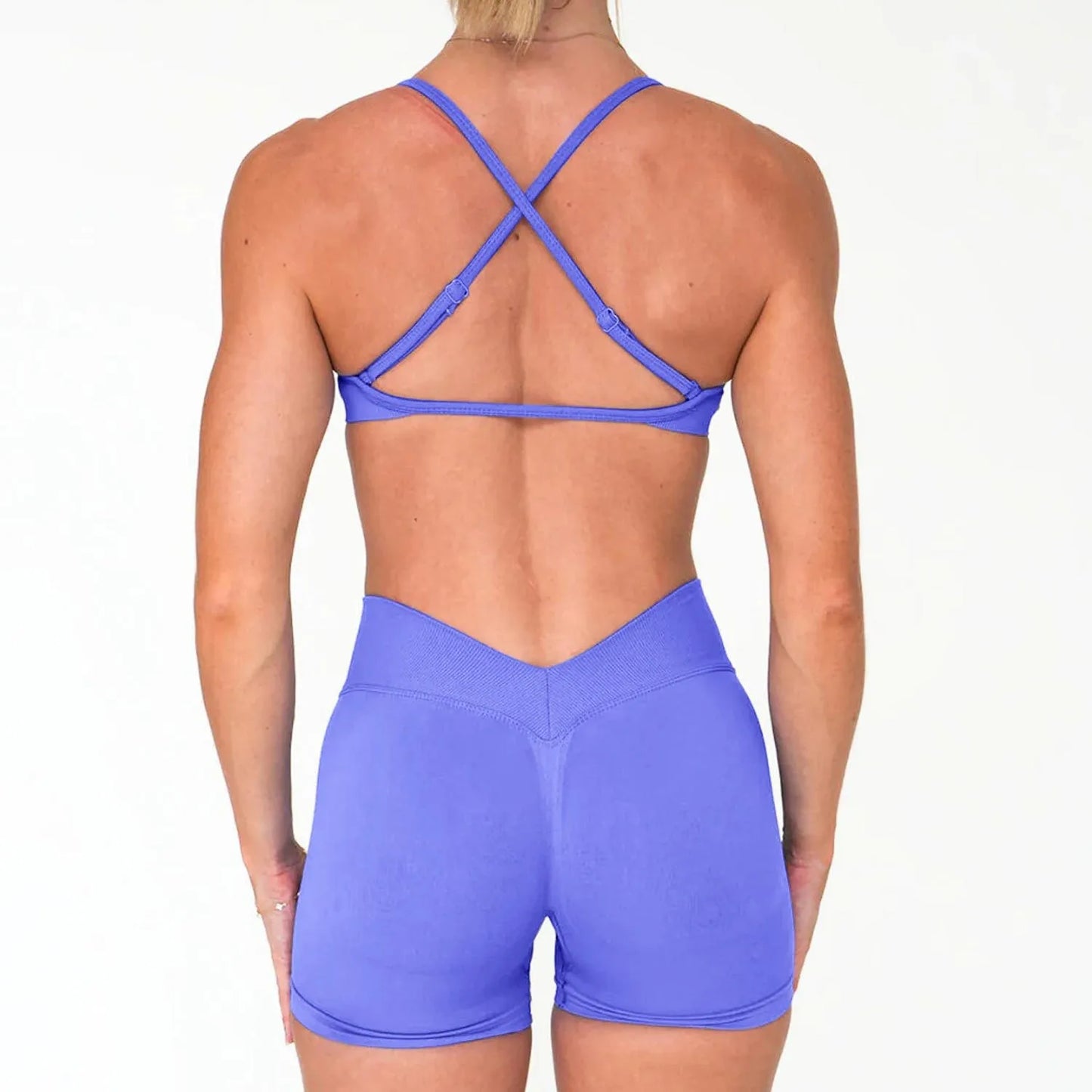 Women's 2-Piece Seamless Yoga Set with Sports Bra and Shorts