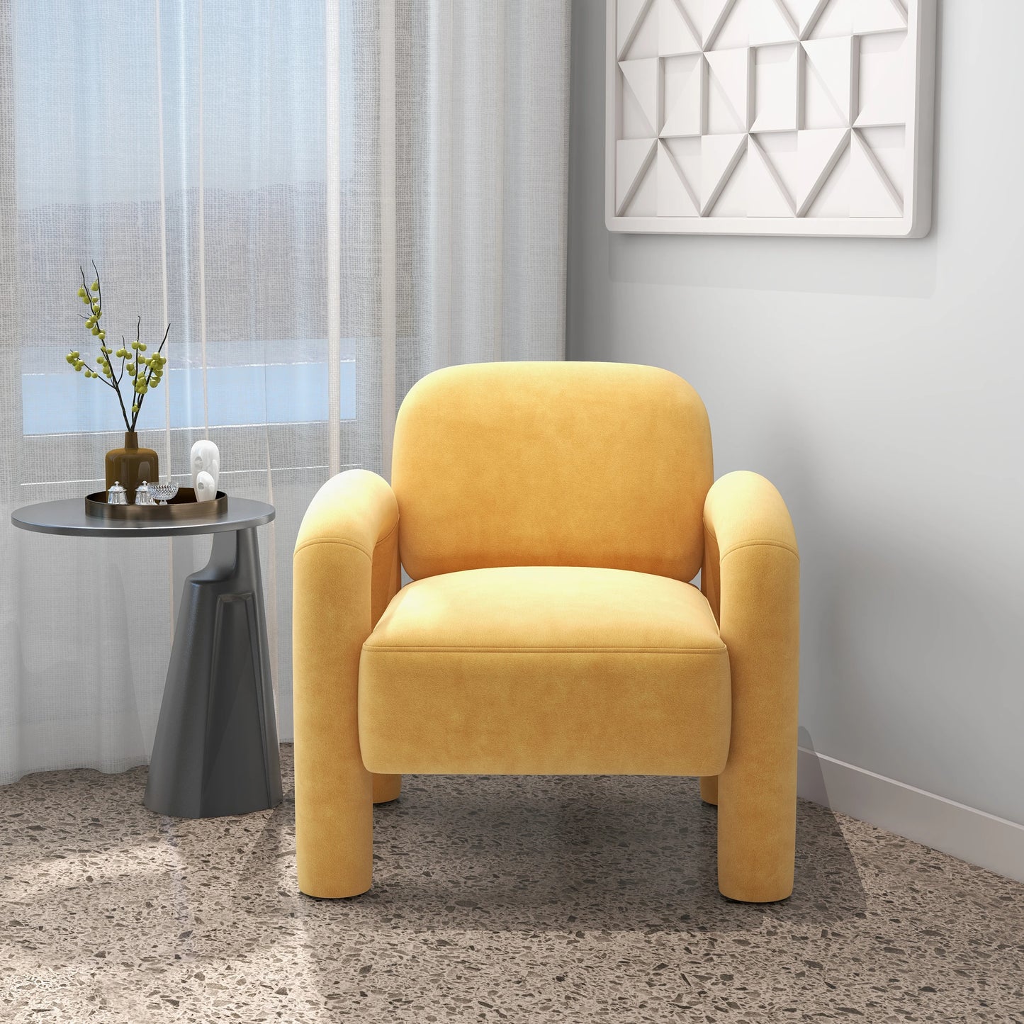 Mid-Century Velvet Upholstered Accent Chair for Living Room