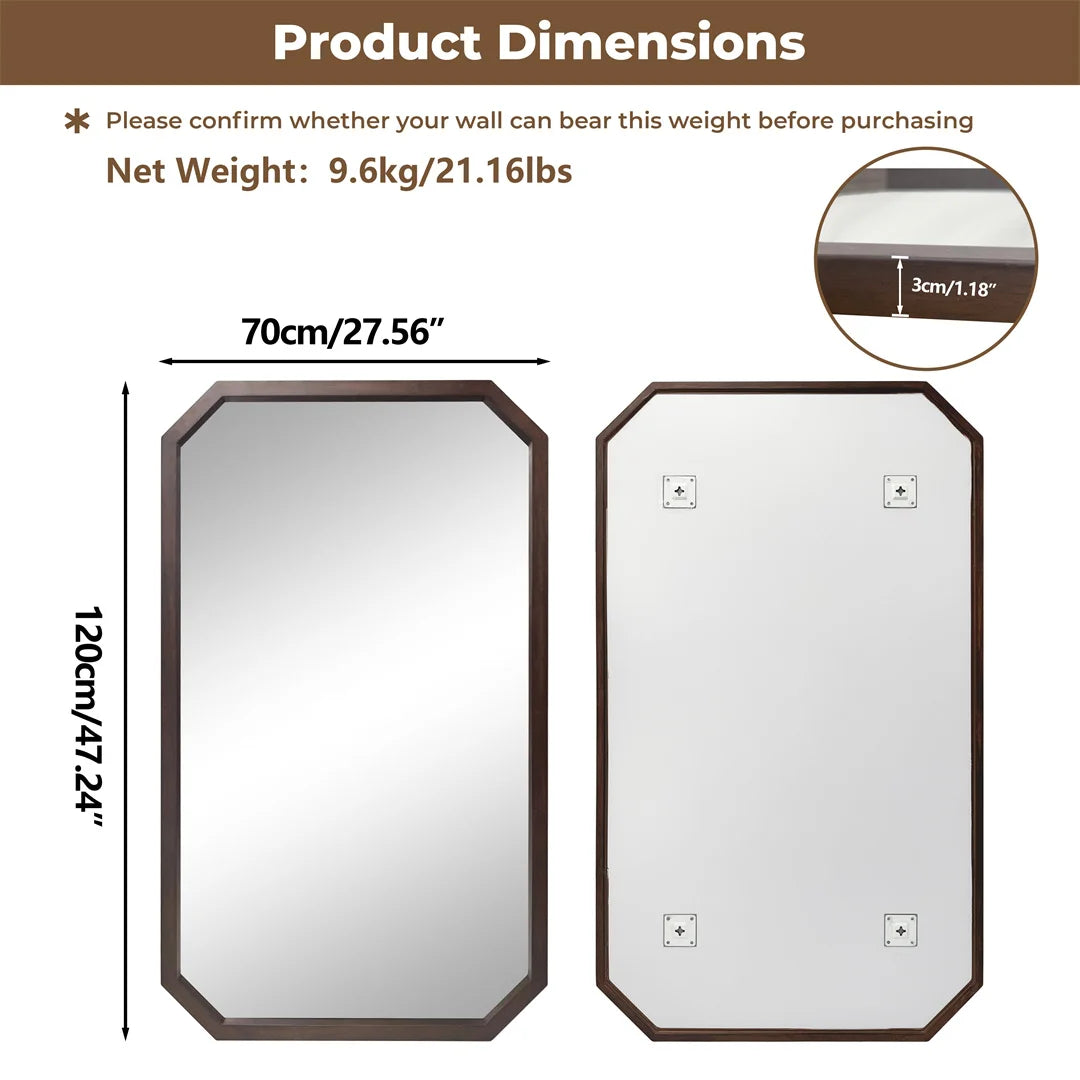 LUVODI Wall Mounted Walnut Wood Decorative Mirror Frame
