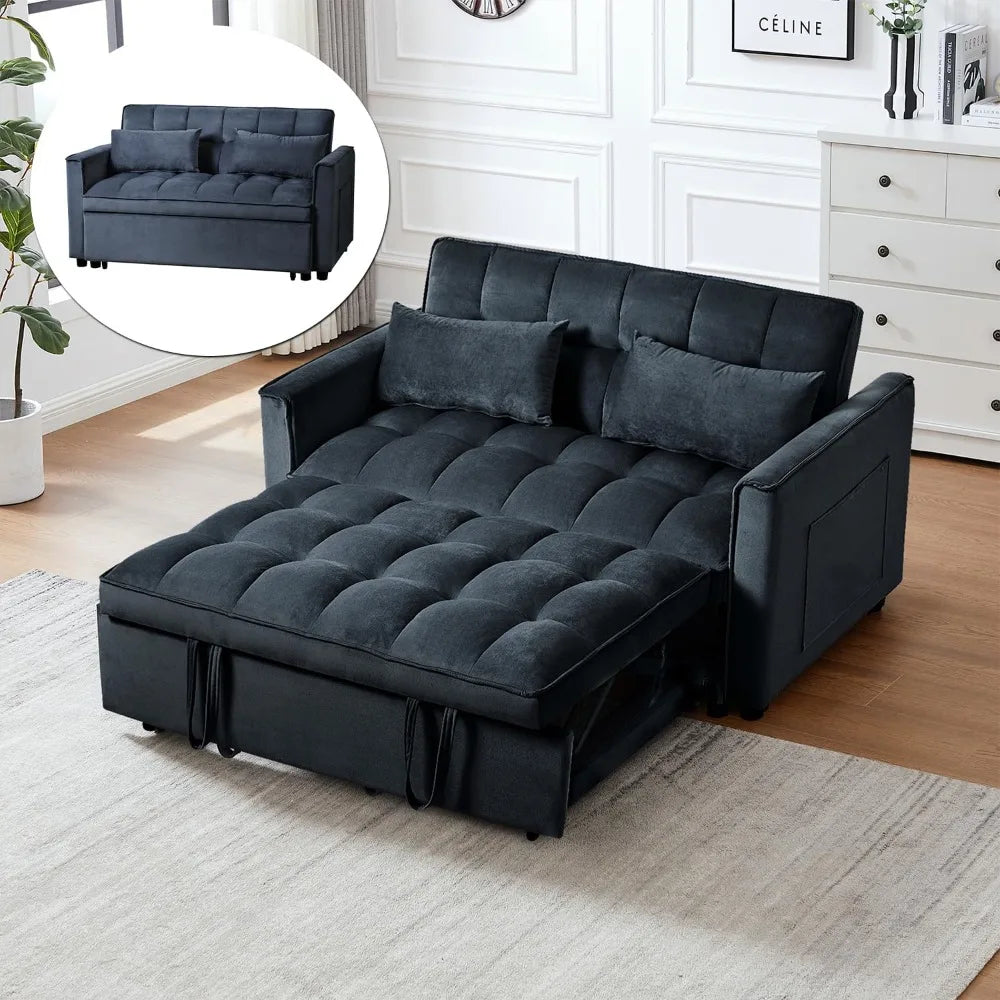 ZHUXIANG 3 In 1 Convertible Sleeper Sofa Bed Velvet Futon Couch Living Room