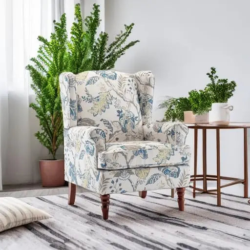 Floral Accent High Back Armchair