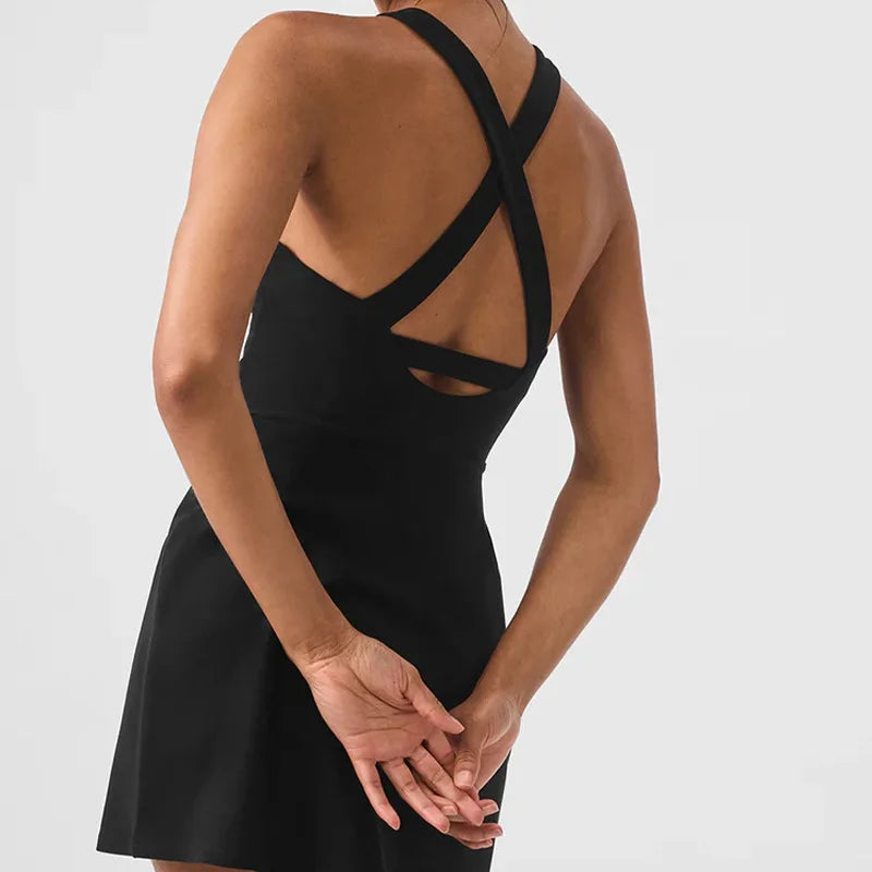 Women Yoga Suit Jumpsuit With Chest Pads Sleeveless Back Cross Straps Gym Sportswear For Yoga Training And Fitness