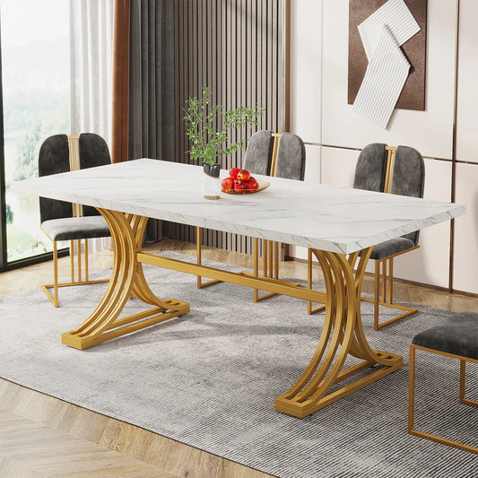 Tribesigns Modern Faux Marble Dining Table For Kitchen