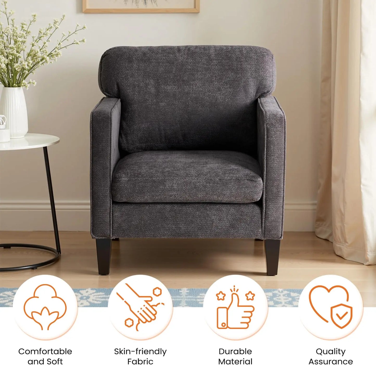 JHK Modern Accent Chair With Lumbar Support
