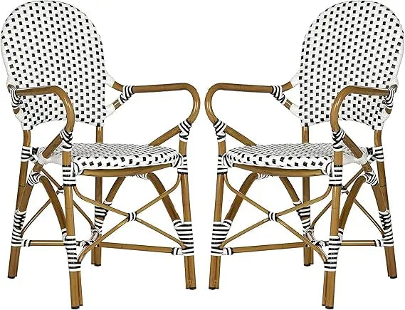 Safavieh Hooper Indoor Outdoor Rattan Stacking Arm Chair Pair