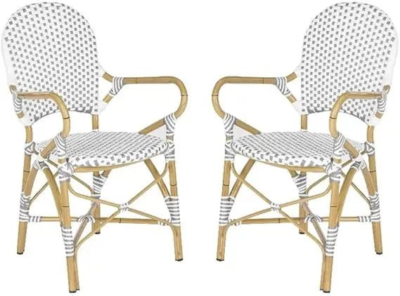 Safavieh Hooper Indoor Outdoor Rattan Stacking Arm Chair Pair