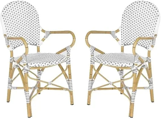 Safavieh Hooper Indoor Outdoor Rattan Stacking Arm Chair Pair