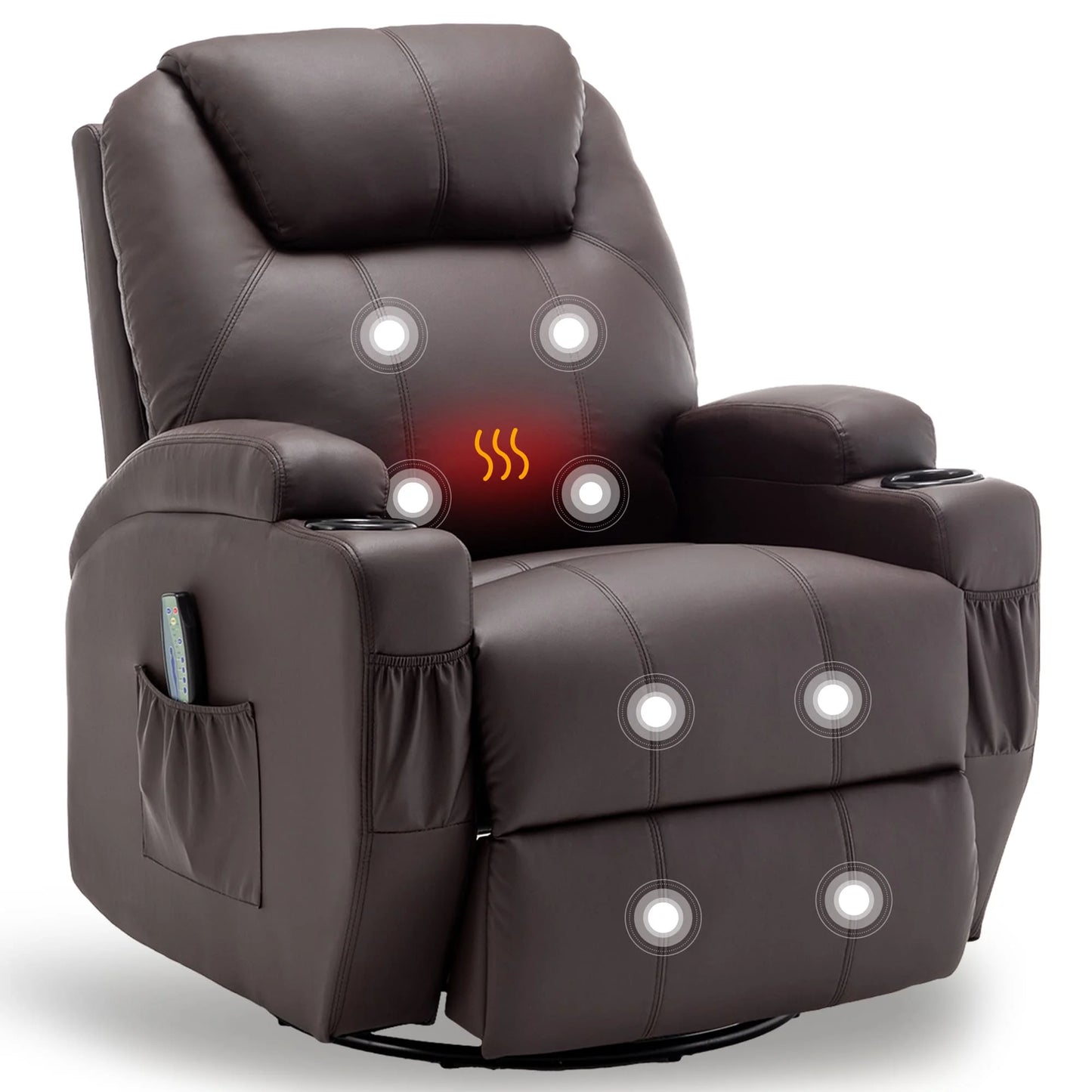 KORSER Massage Recliner Chair With Heat 360 Degree Swivel Remote