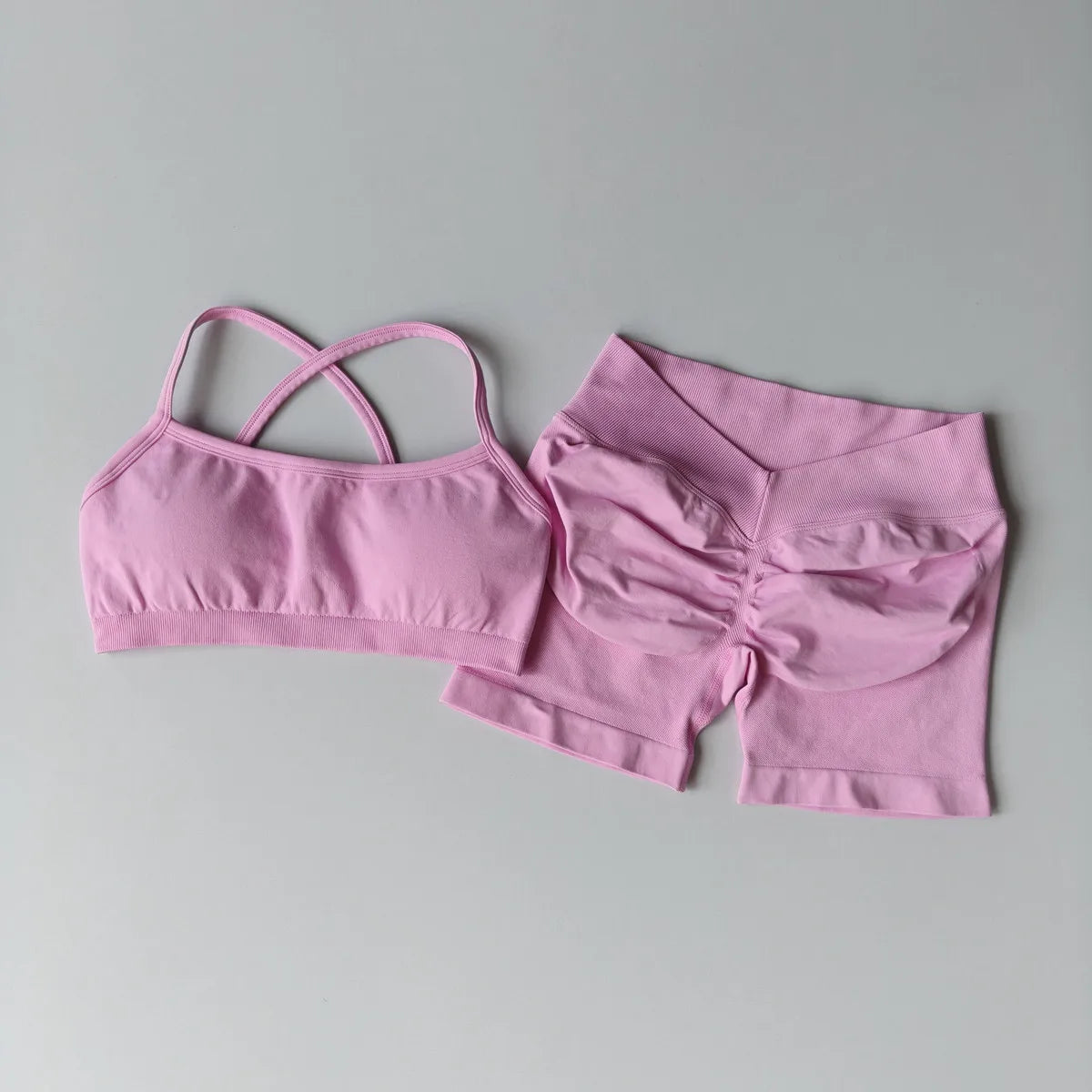 Women's 2-Piece Seamless Yoga Set with Sports Bra and Shorts
