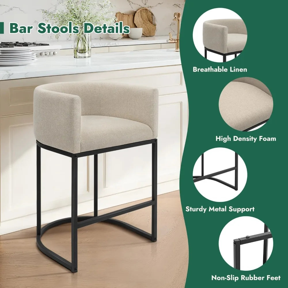 Fabric Upholstered Bar Stools Set of 3