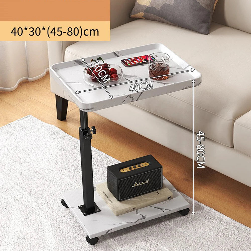 Adjustable Rolling Bedside Table Laptop Desk With 360 Rotatable Tray