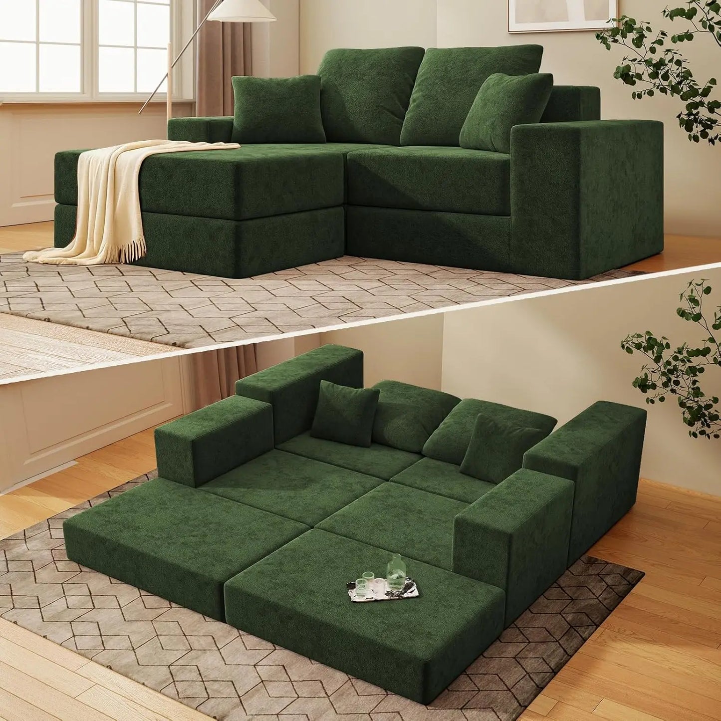 CHENGWEI Cloud Modular Sectional Sofa Modern L Shaped Couch Reversible Chaise