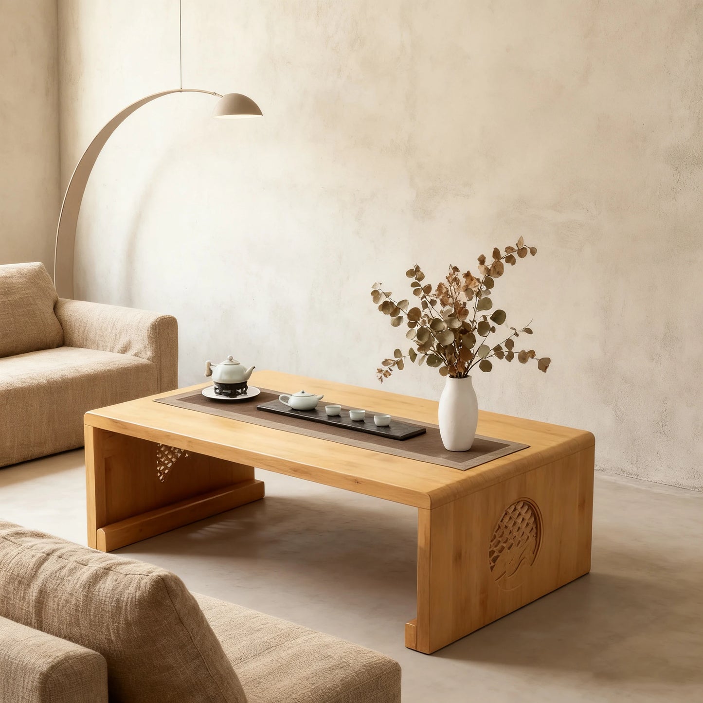Foldable Japanese Style Low Coffee Table For Floor Seating