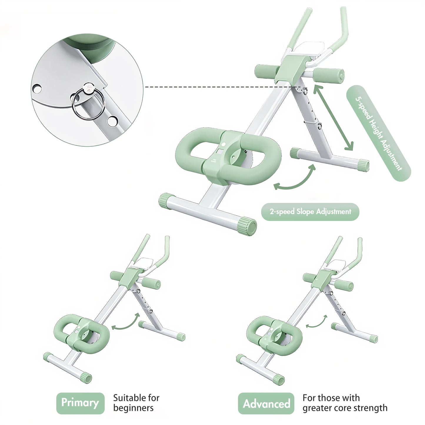 Folding Abdominal Crunch Machine For Home Gym With Resistance Bands