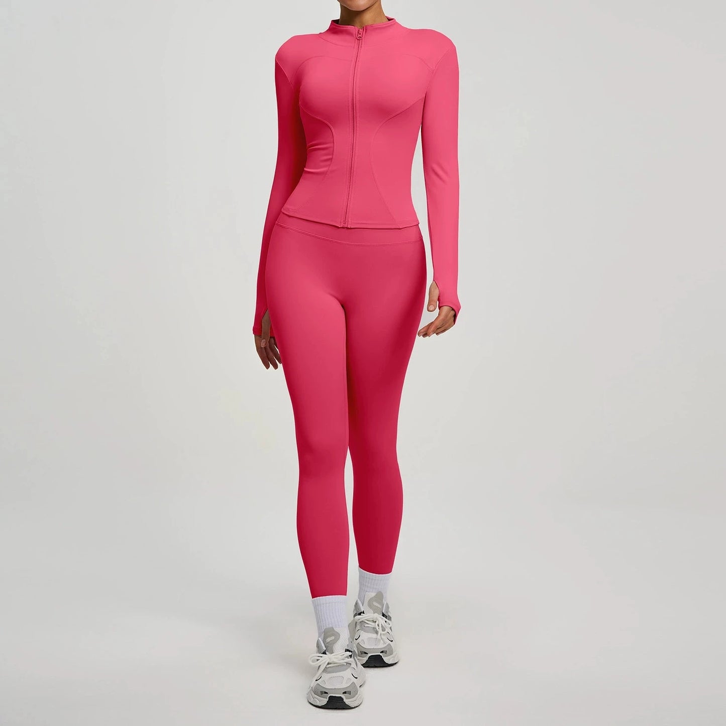 Womens Zip Front Yoga Jacket And Leggings Tracksuit