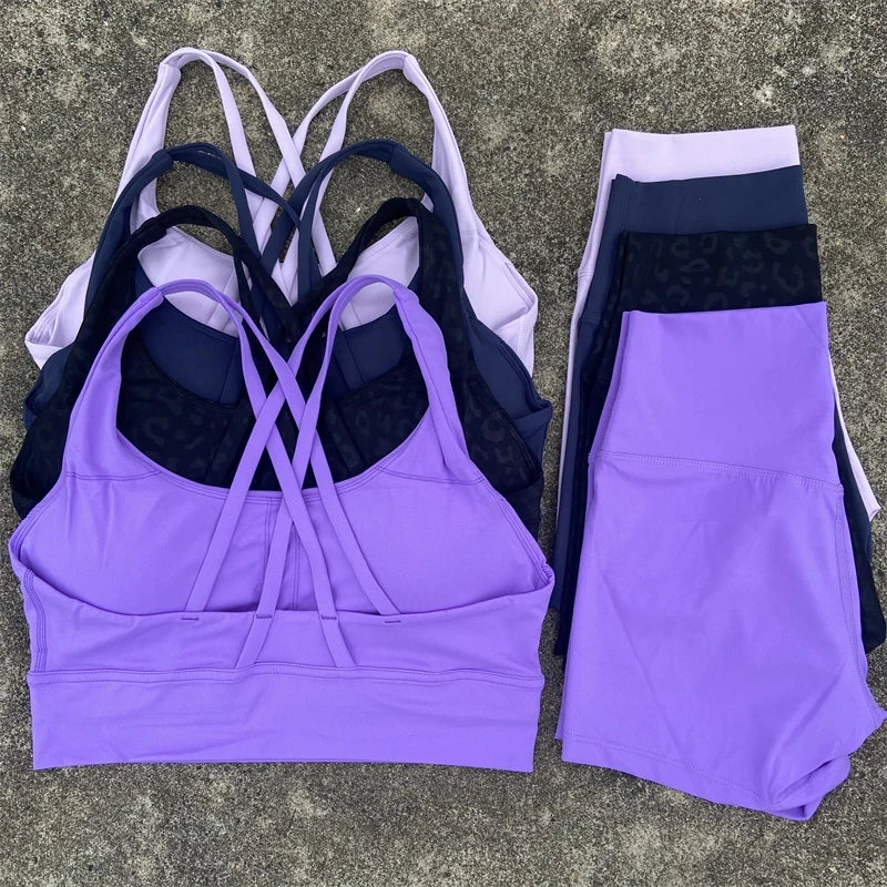 Women's Yoga Set 2 Piece Cross Back Bra High Waist