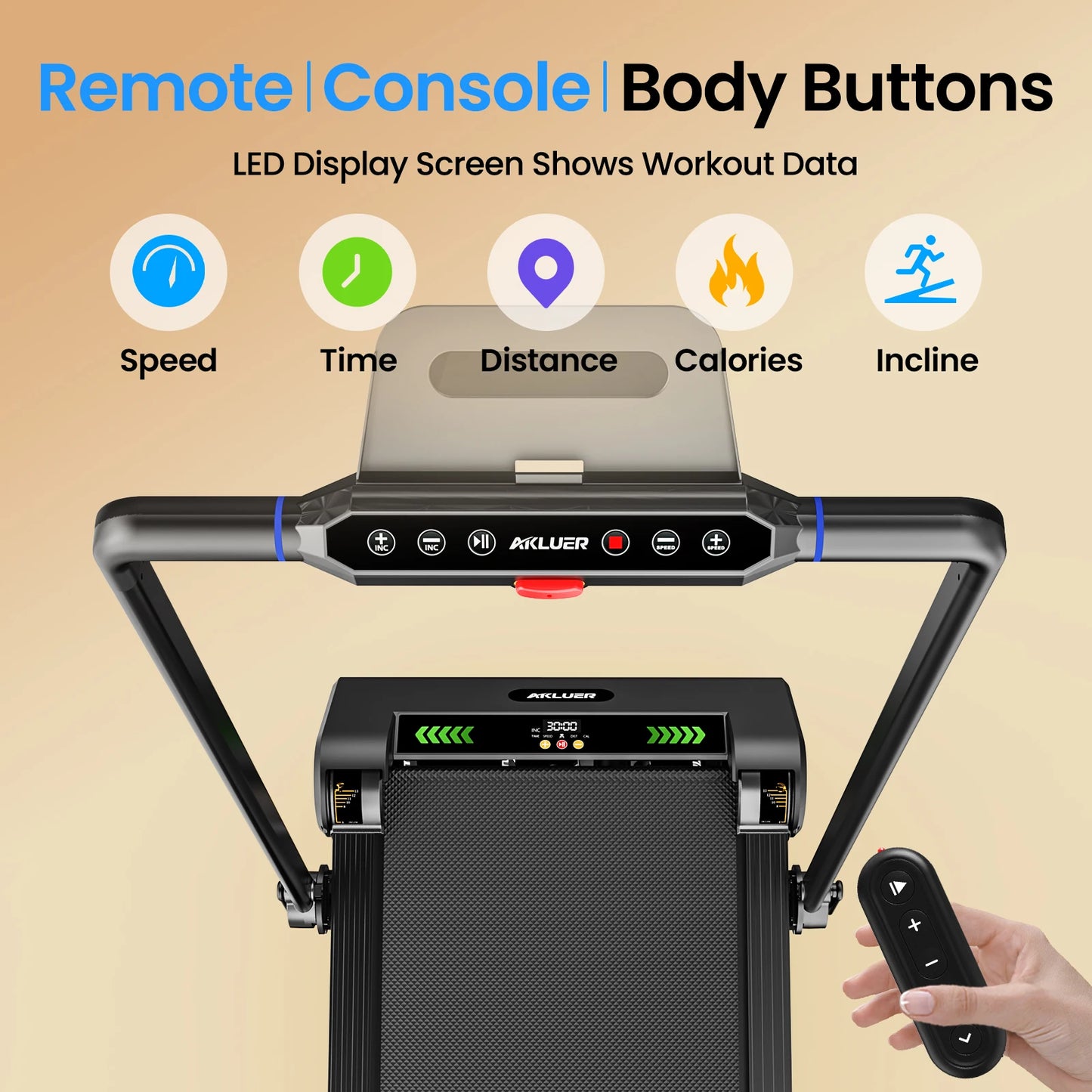 AKLUER Auto Incline Under Desk Treadmill 2.5HP Portable Walking Pad LED Display Remote Control 330 Lbs Capacity