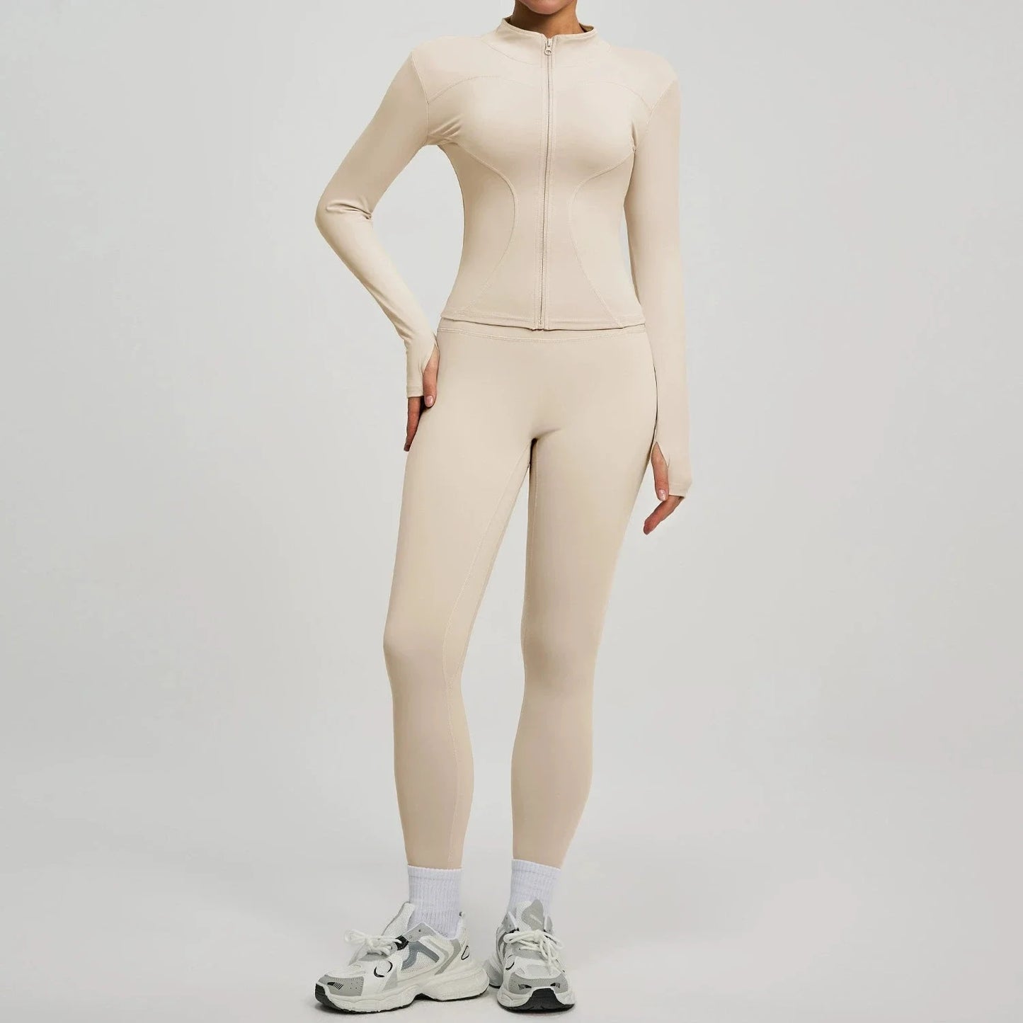 Womens Zip Front Yoga Jacket And Leggings Tracksuit