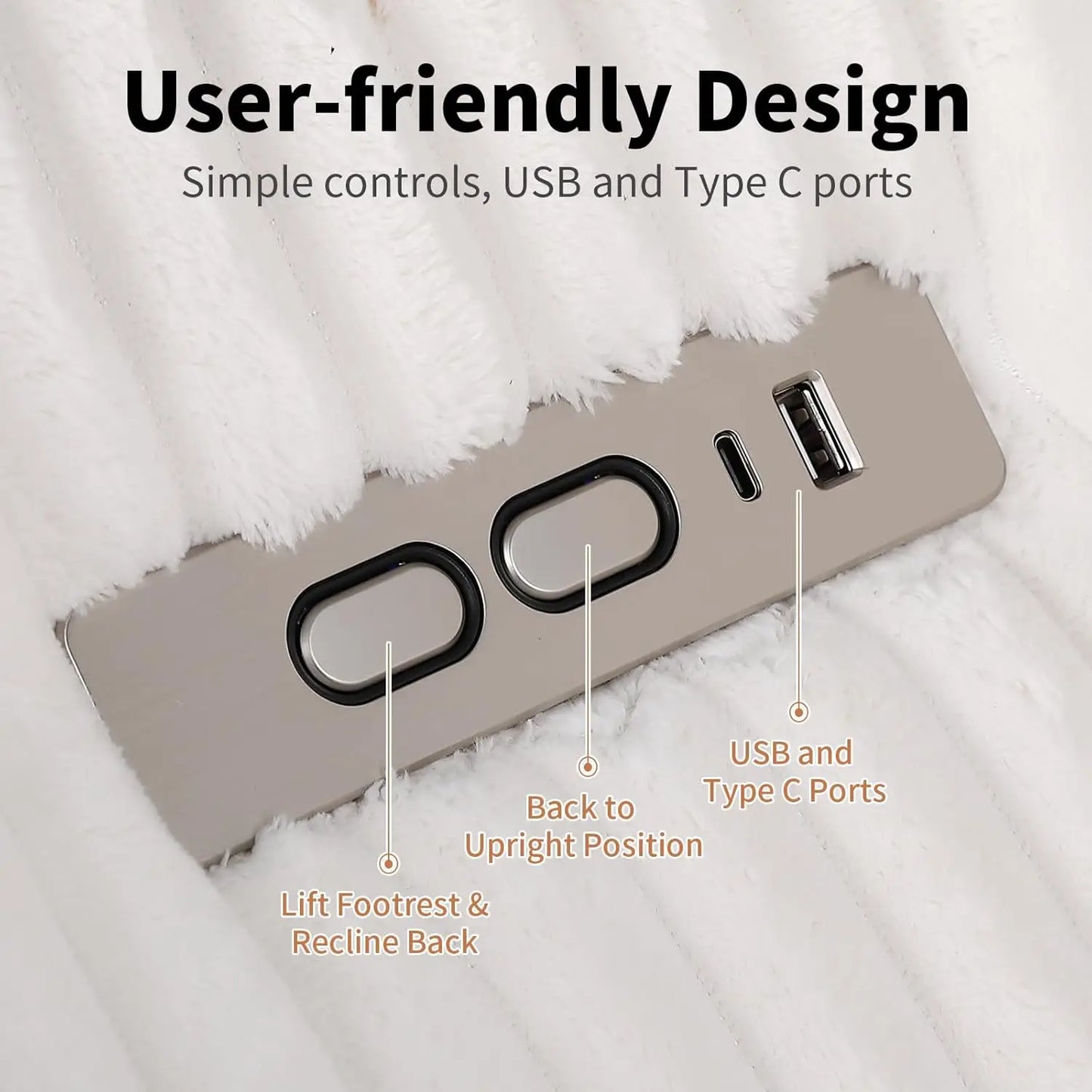 Power Recliner Chair Electric Velvet Single Motor for Living Room