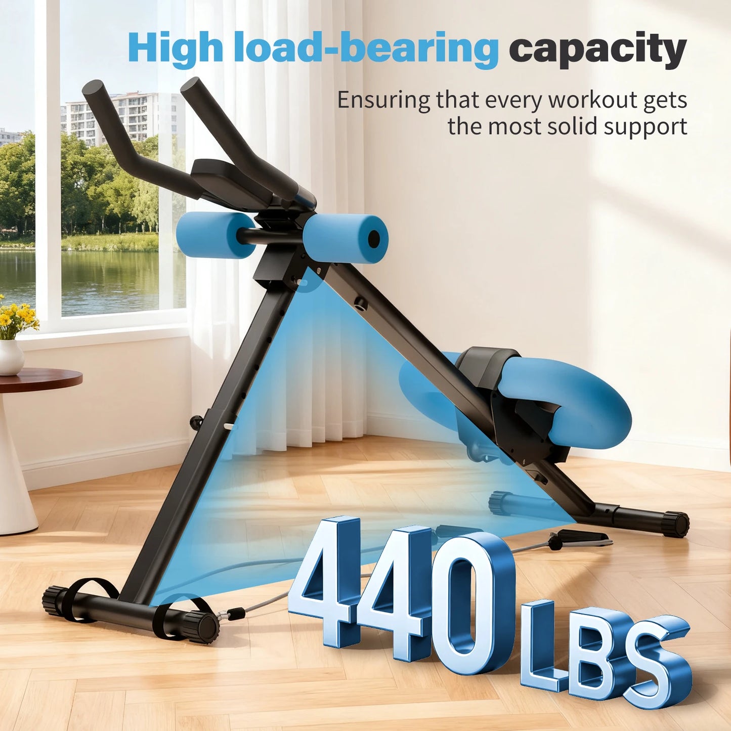Folding Abdominal Crunch Machine For Home Gym With Resistance Bands