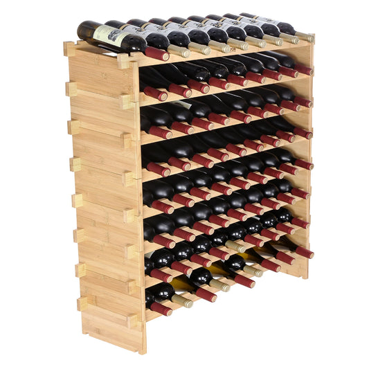 SucceBuy Bamboo 8 Tier Stackable Wine Rack