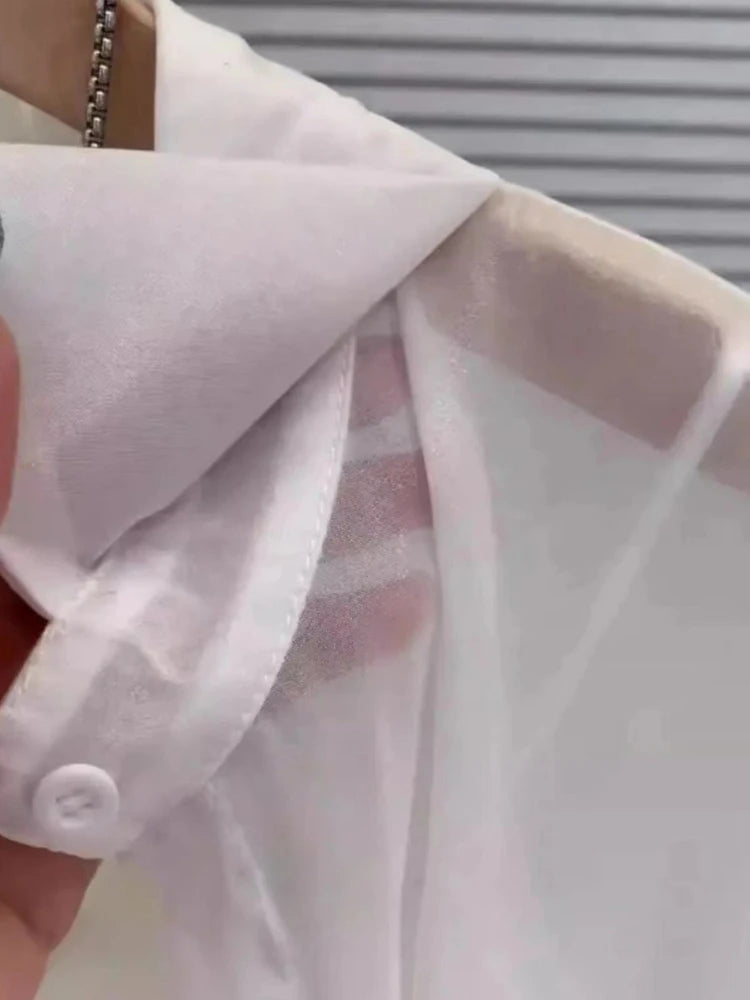 Women's Silk Chiffon Blouse Long Sleeve Button