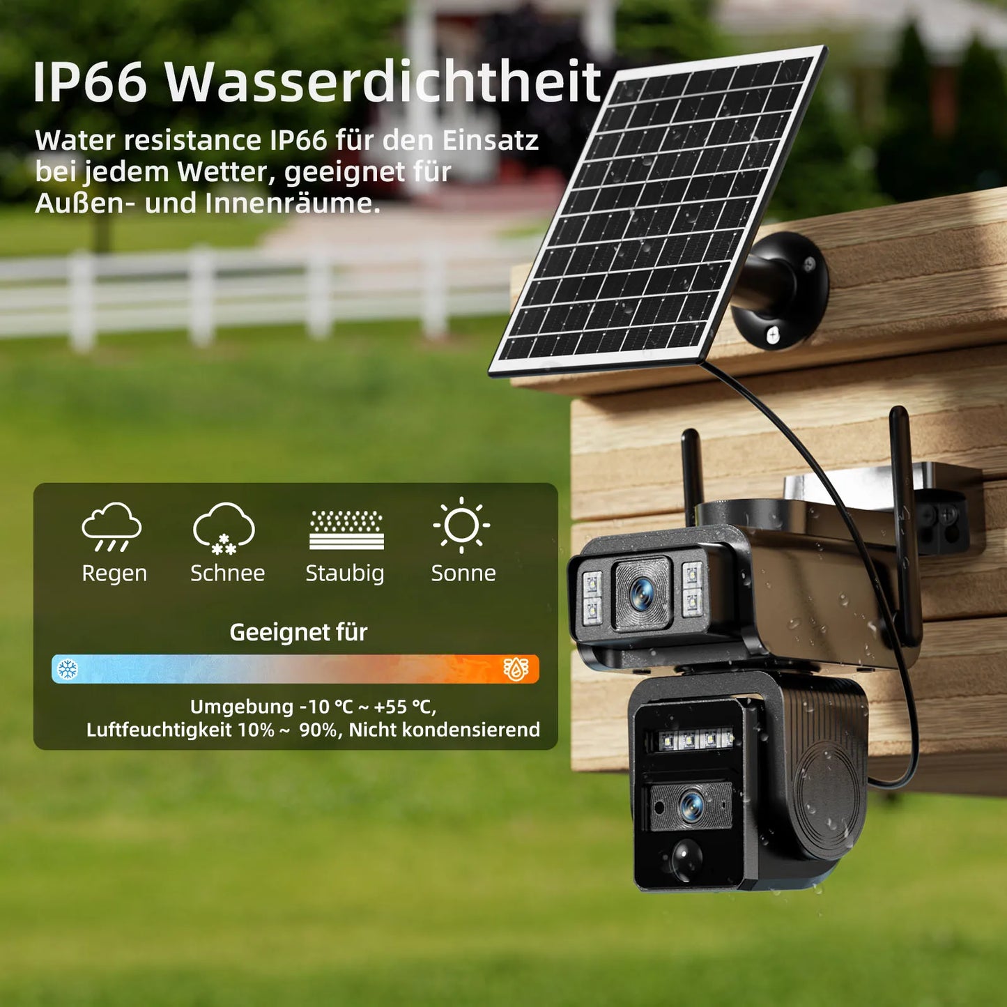 GatoCam Dual Lens Solar WiFi Outdoor Security Surveillance Camera