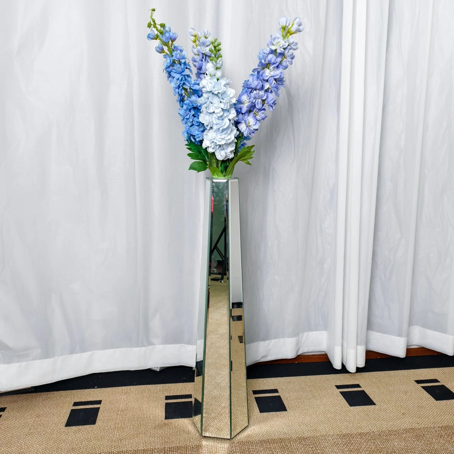 Decorative Mirrored Floor Vase Crushed Diamond Glass For Pampas Grass