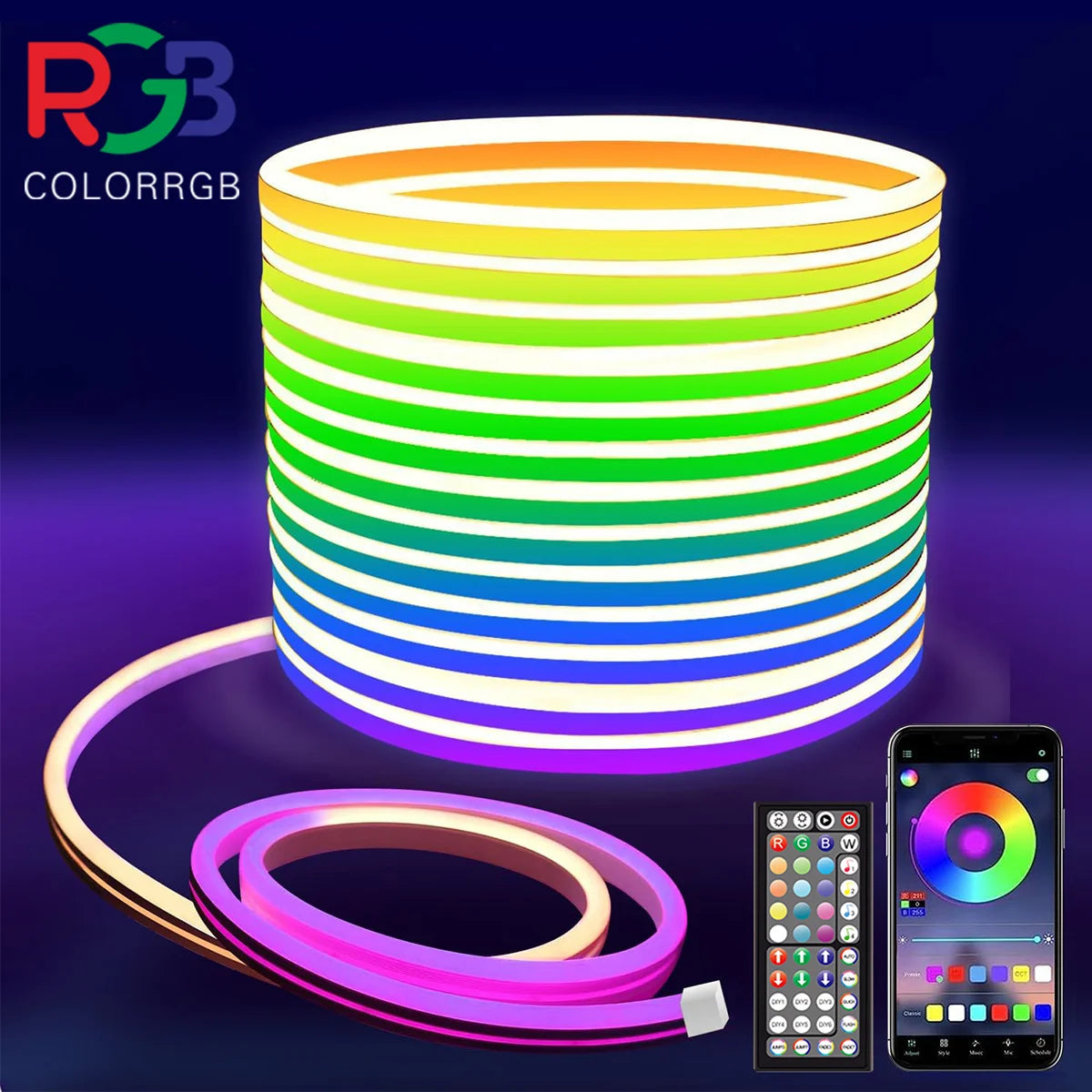 Aiopp Neon LED Rope Lights RGB Strip With Remote And App Control