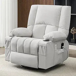 Rocker Recliner With Heat And Massage 360 Degree Swivel