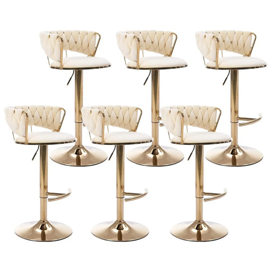 Velvet Bar Stools Set Of 6 Adjustable Swivel