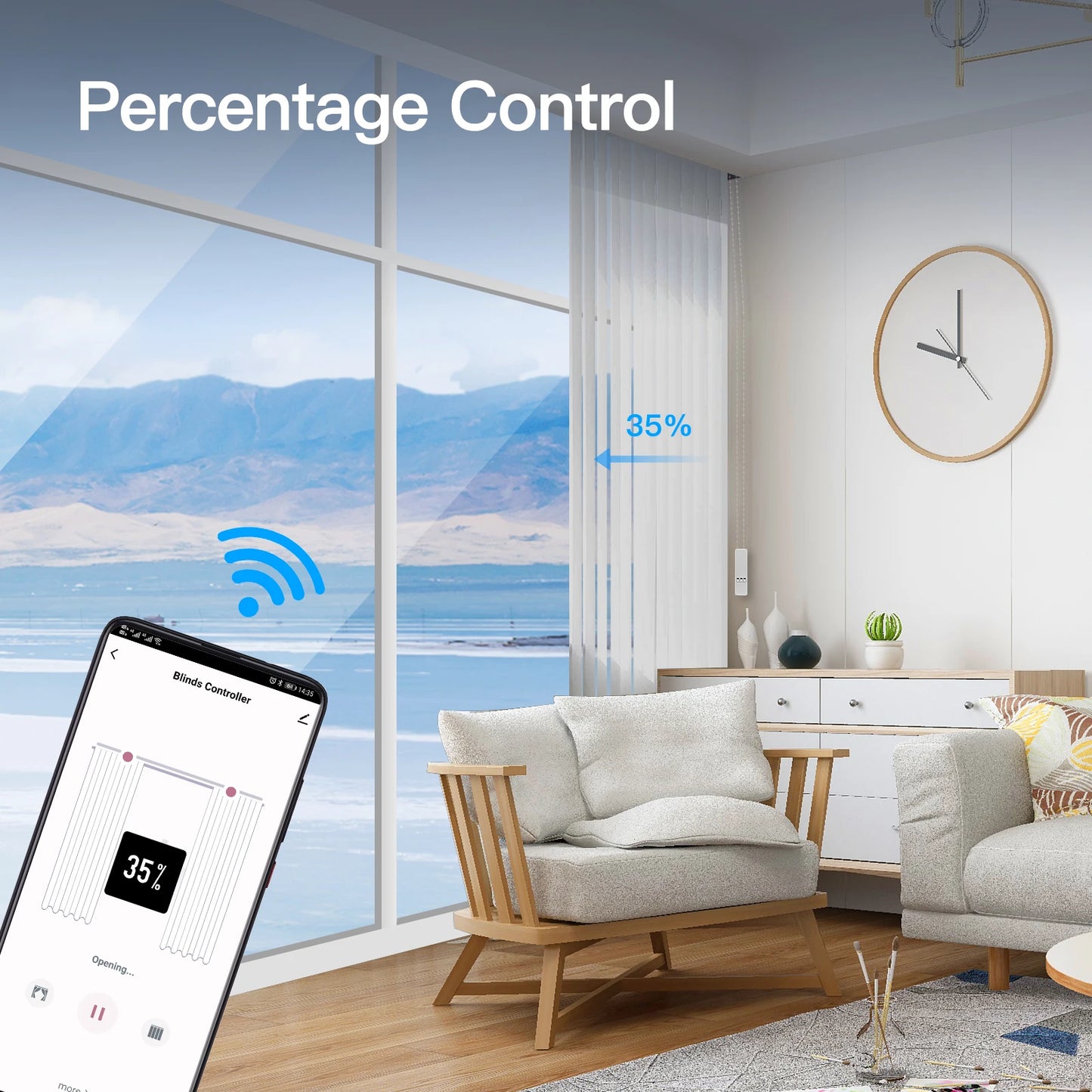 MOES Tuya WiFi Smart Motorized Chain Roller Blinds Kit RF Remote