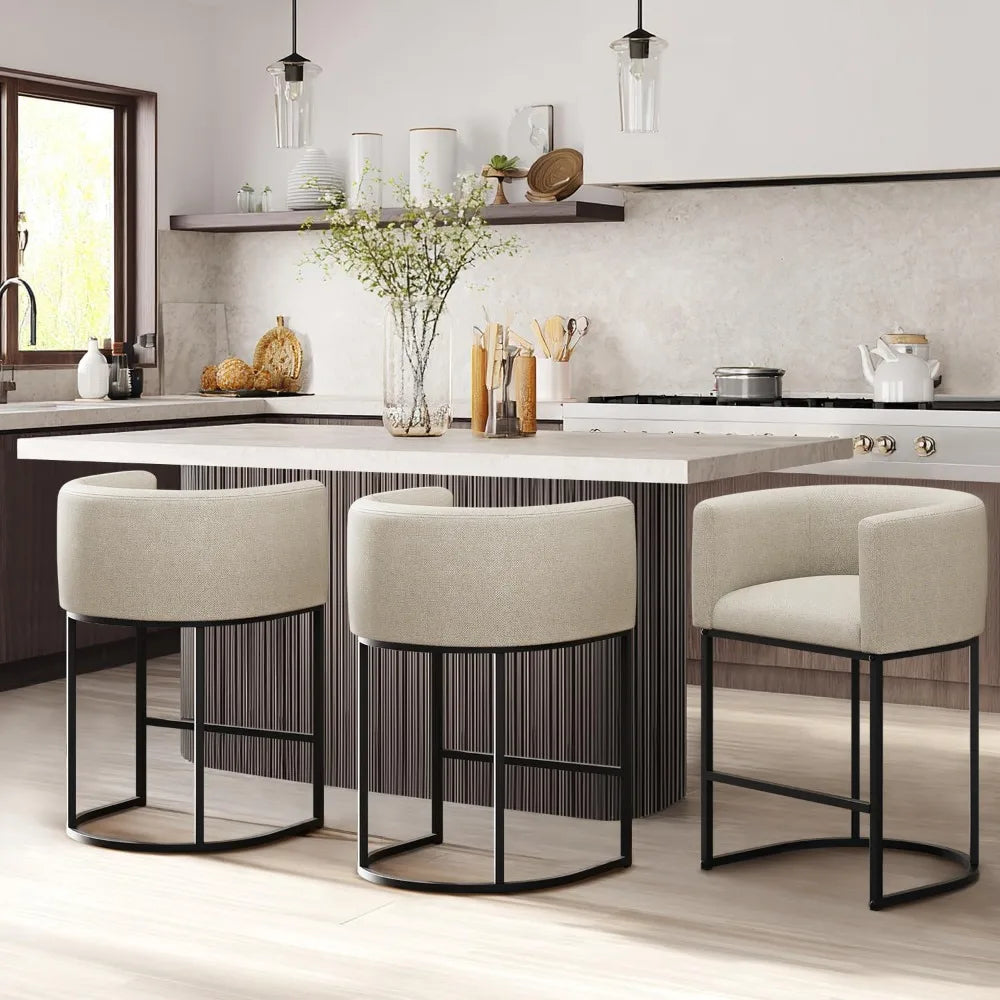 Fabric Upholstered Bar Stools Set of 3